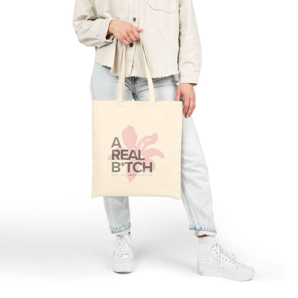 A Real B*tch Floral Canvas Tote — Funny Sassy Cotton Market Bag