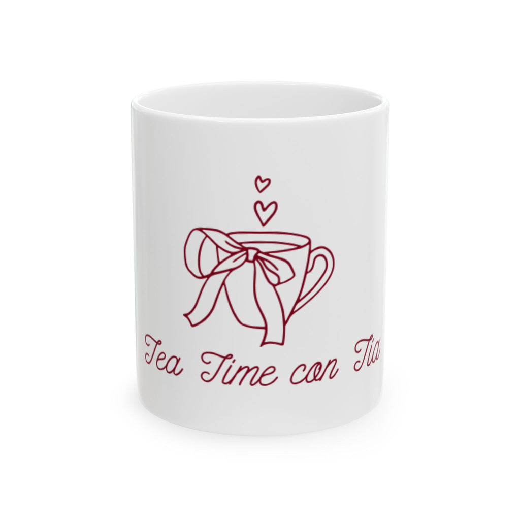 Tea Time Mug — Cute Ribbon Teacup Ceramic Coffee Cup (11oz, 15oz)