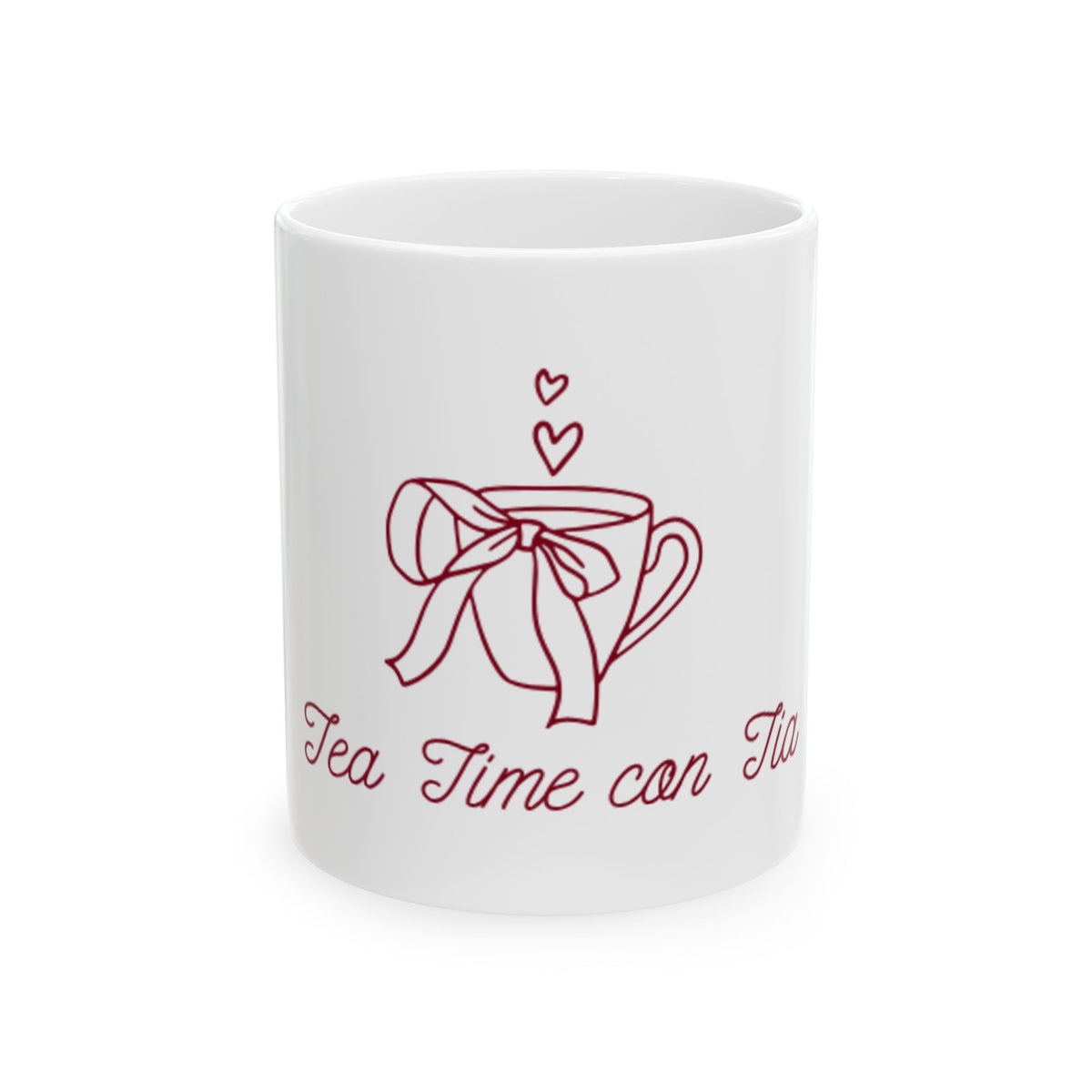 Tea Time Mug — Cute Ribbon Teacup Ceramic Coffee Cup (11oz, 15oz)